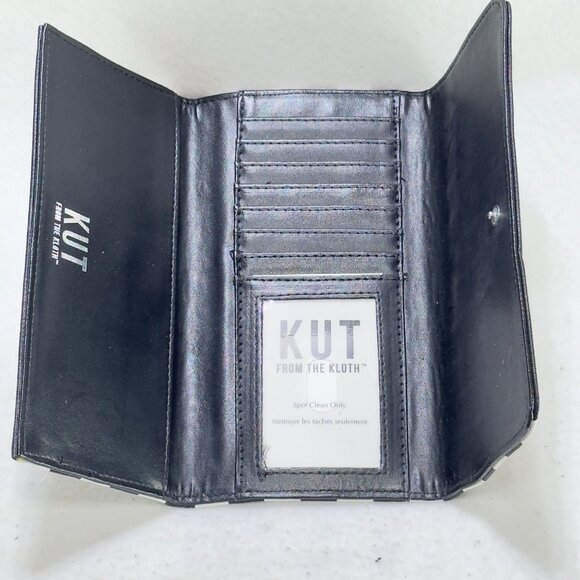 Kut From The Kloth Black & White Striped Wallet Multiple Card Slots Snap Closure - Picture 4 of 6